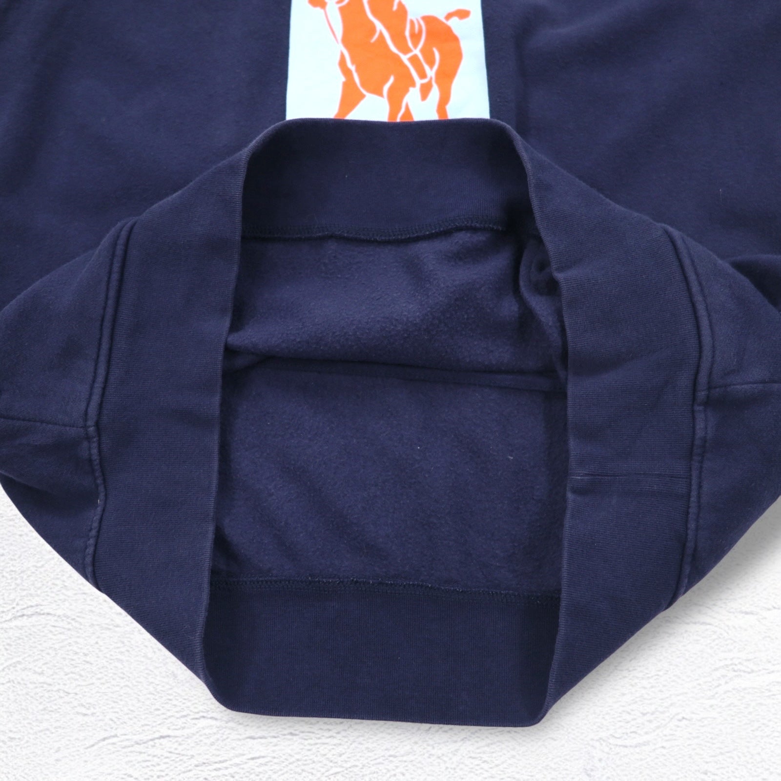 POLO RALPH LAUREN felpa con cappuccio pullover stampa pony taglia M blu navy, interno felpato, tasche laterali
