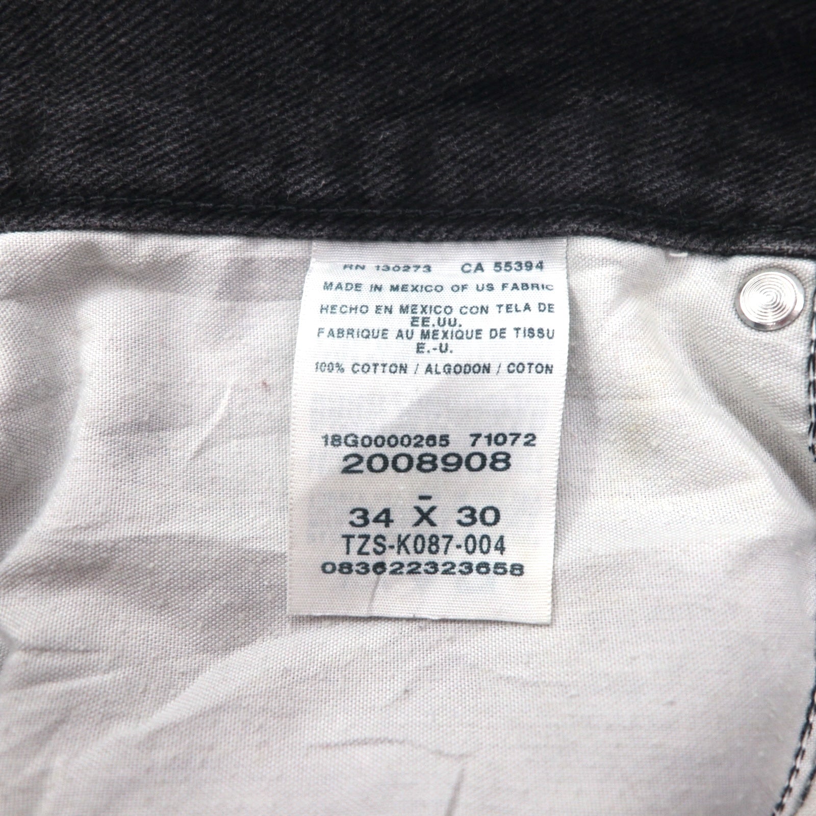 Lee Jeans dritti REGULAR FIT STRAIGHT JEANS in denim nero, taglia L, chiusura a cerniera, modello USA 2008908, made in Messico