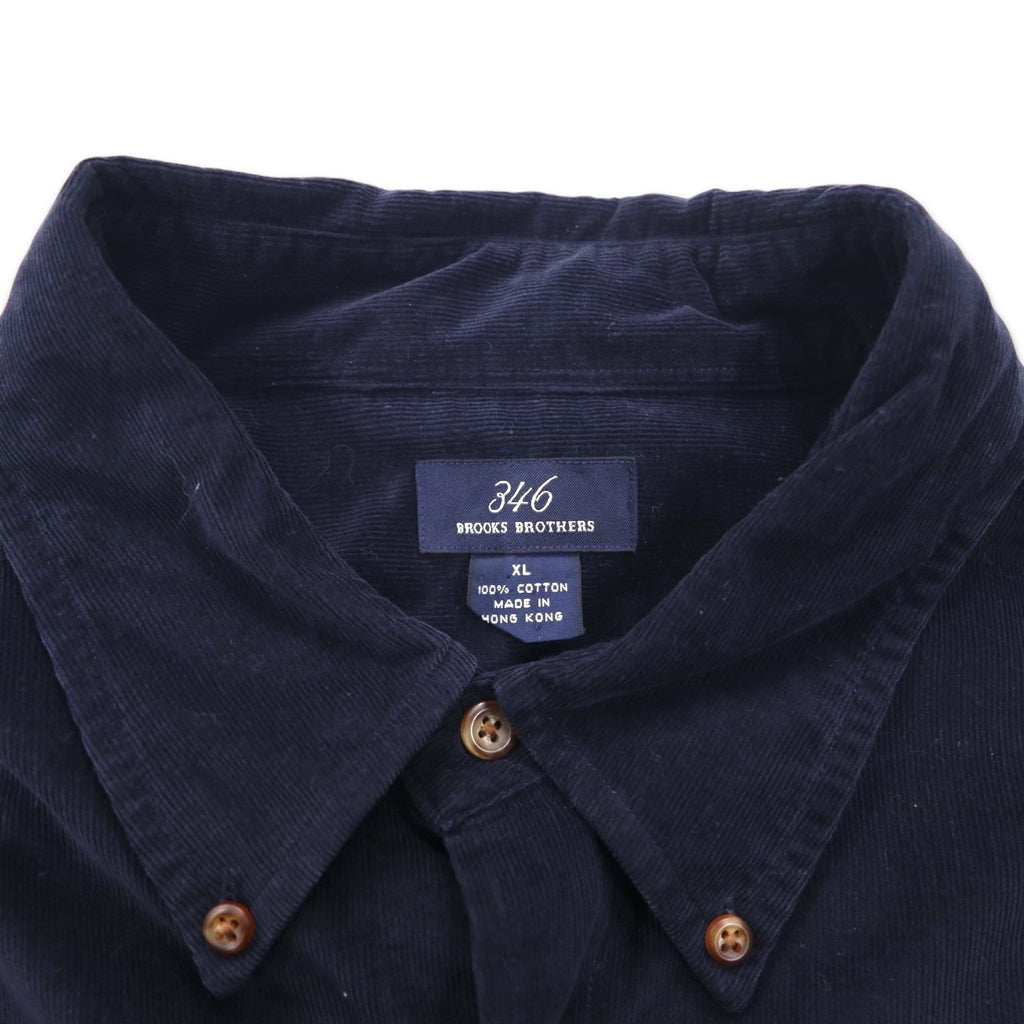 346 BROOKS BROTHERS コーデュロイ ボタンダウンシャツ XL ネイビー コットン
