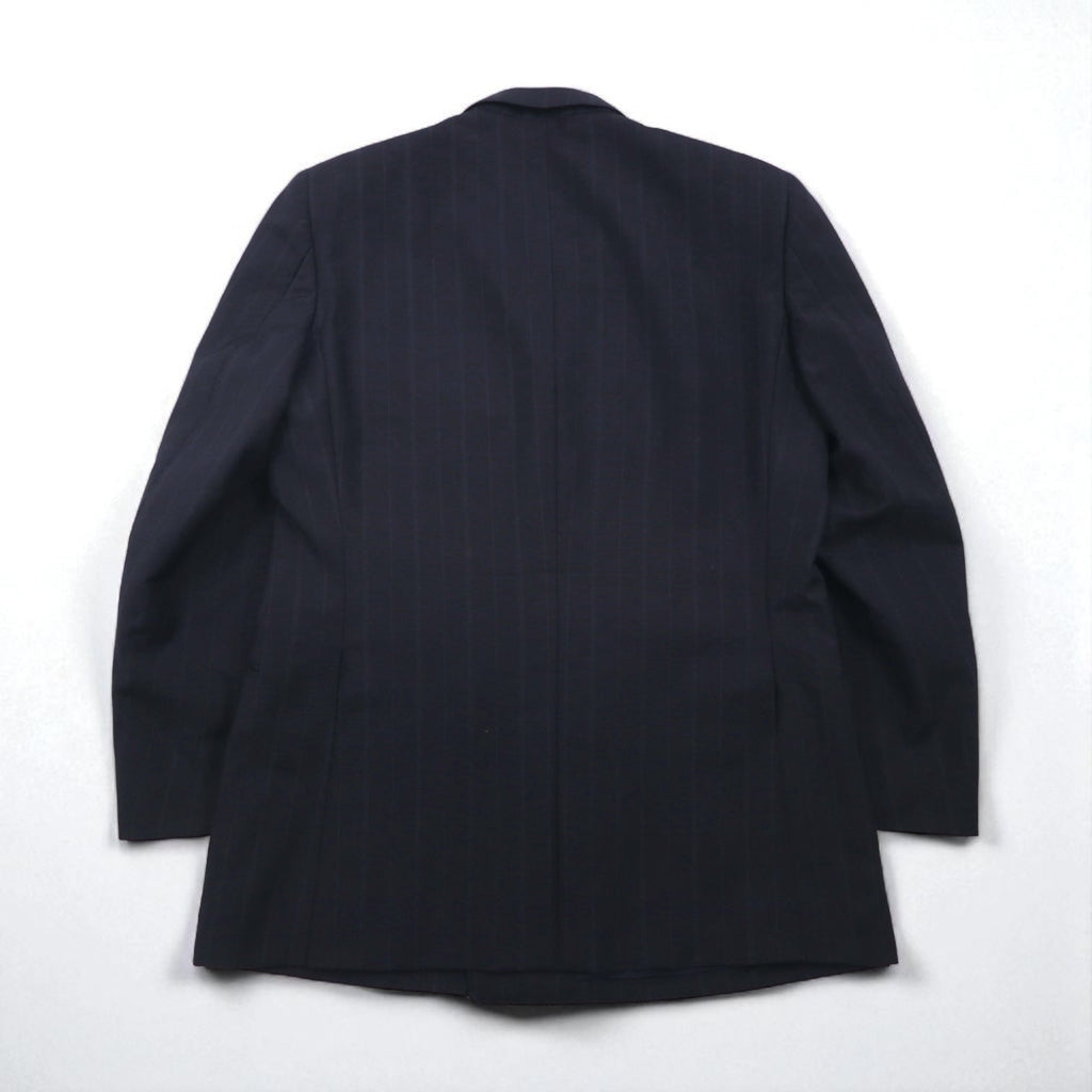 BURBERRY 日本製 ピークドラペル ダブル ブレザー セットアップ スーツ M ウール モヘア ストライプ WOOL＆MOHAIR