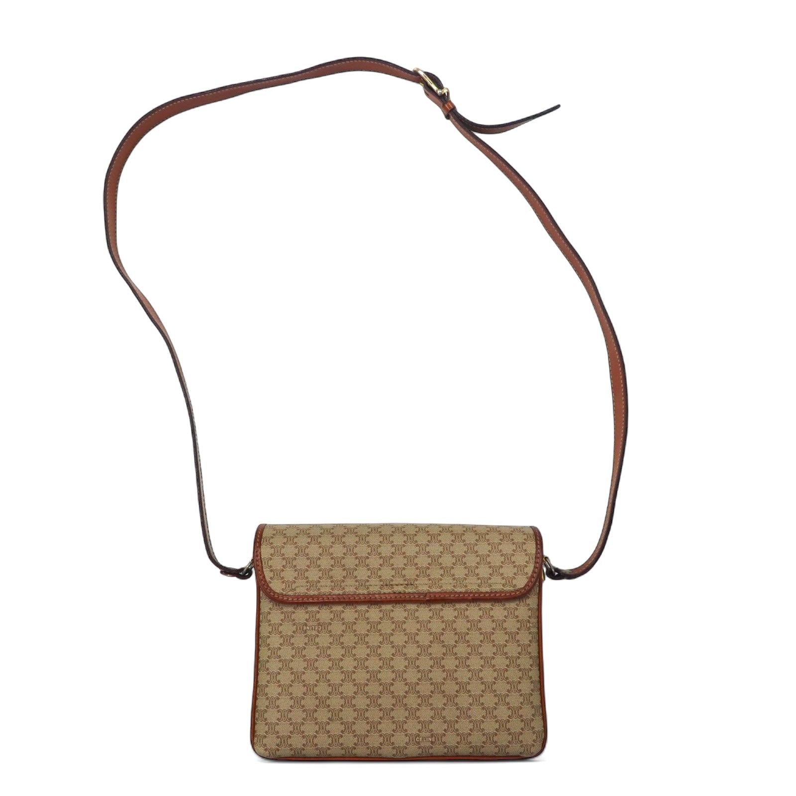 CELINE Borsa a tracolla Old Macadam marrone PVC pelle cerniera riri M08 Made in Italy