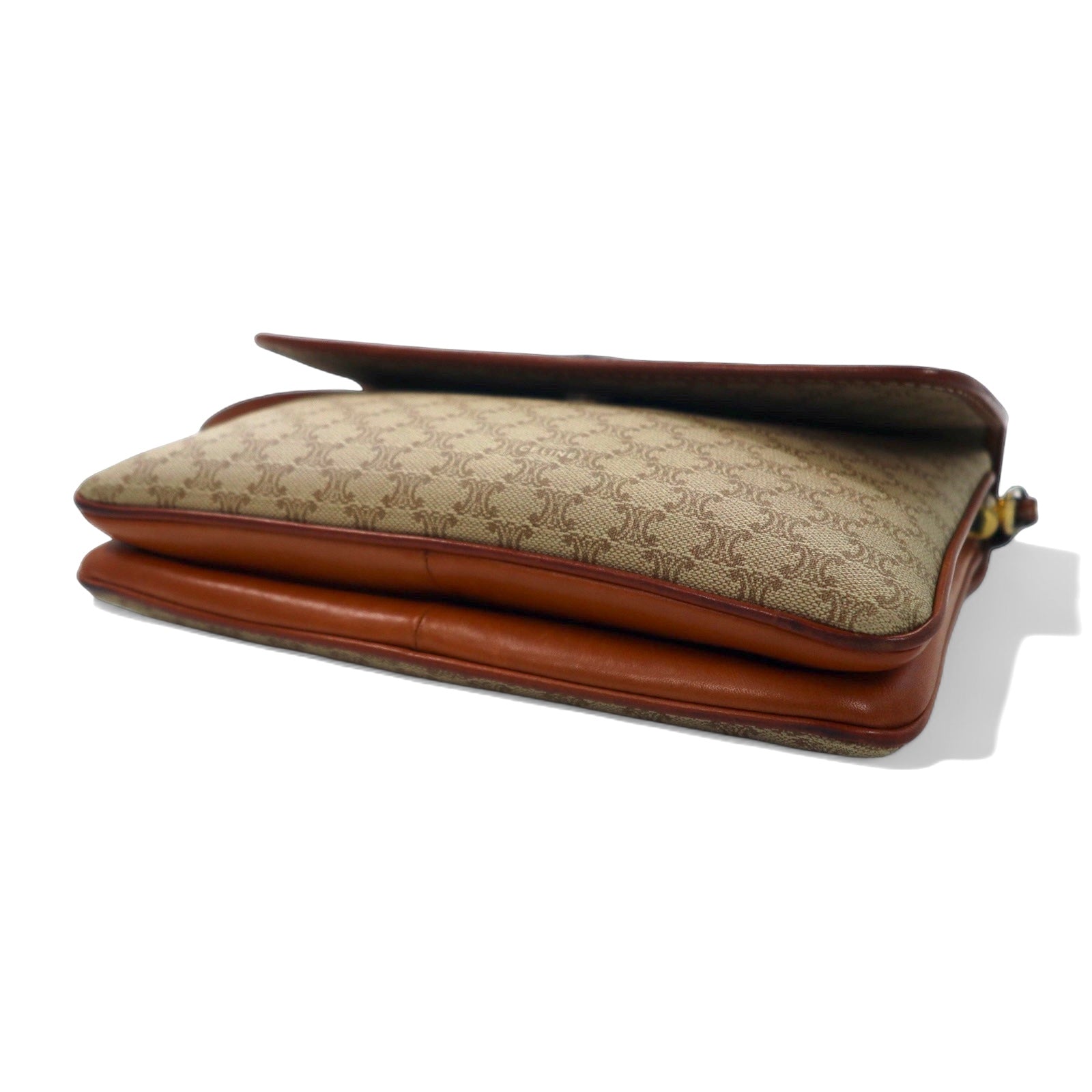 CELINE Borsa a tracolla Old Macadam marrone PVC pelle cerniera riri M08 Made in Italy