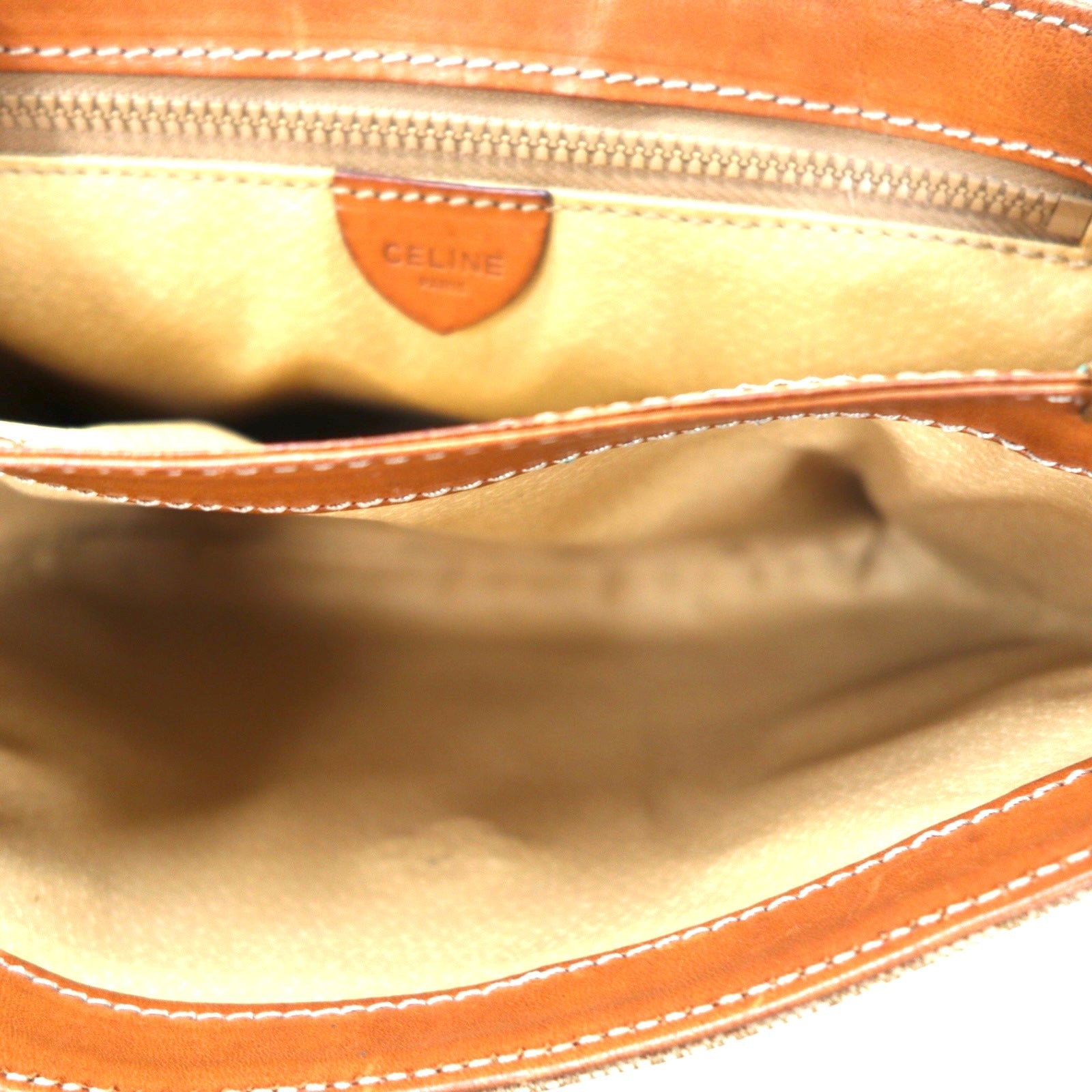 CELINE Borsa a tracolla Old Macadam marrone PVC pelle cerniera riri M08 Made in Italy