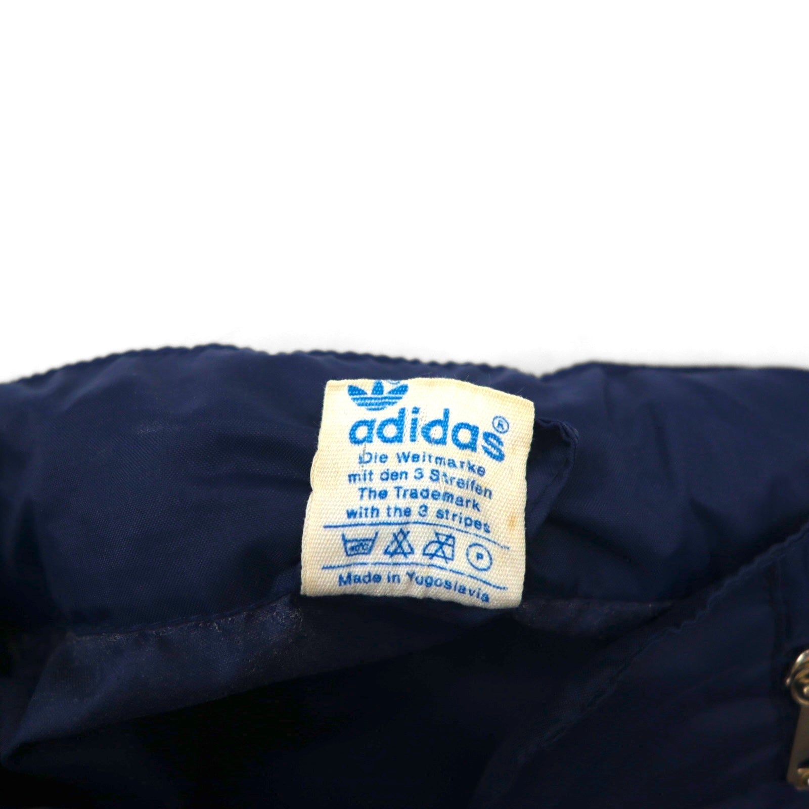 adidas 70年代 ナイロンジャケット パーカー XL ネイビー フード収納 旧ユーゴスラビア製