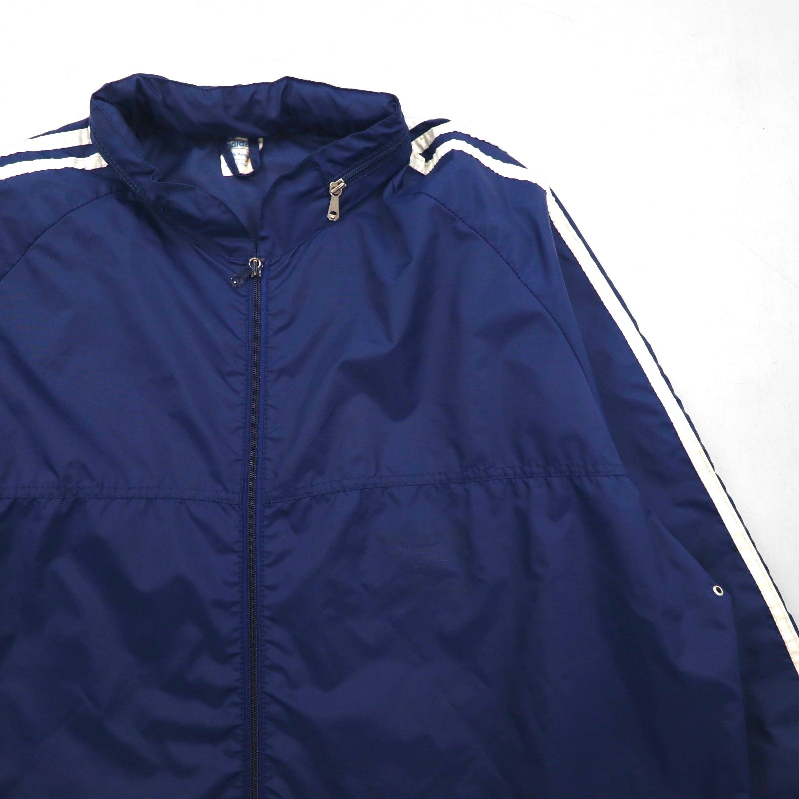 adidas 70年代 ナイロンジャケット パーカー XL ネイビー フード収納 旧ユーゴスラビア製