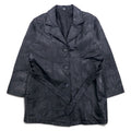 Anni '90, cappotto in pelle "Tsugihagi" (patchwork) taglia XL, nero, in pelle patchwork con cintura.