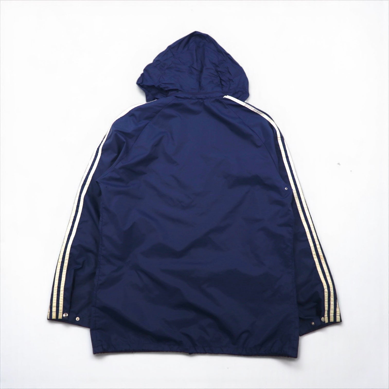 adidas 70年代 ナイロンジャケット パーカー XL ネイビー フード収納 旧ユーゴスラビア製