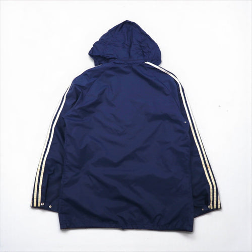 adidas 70年代 ナイロンジャケット パーカー XL ネイビー フード収納 旧ユーゴスラビア製
