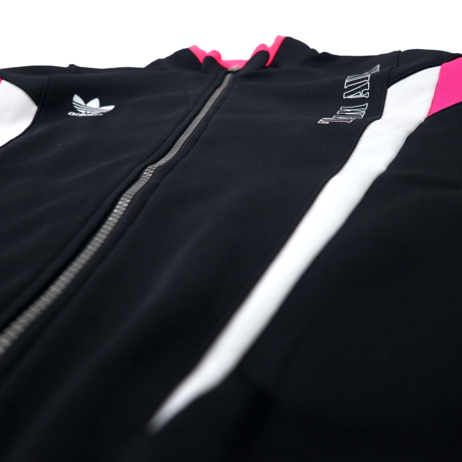adidas anni '90, maglia da tuta Descente, taglia XO, nera, poliestere, logo trifoglio, made in Japan