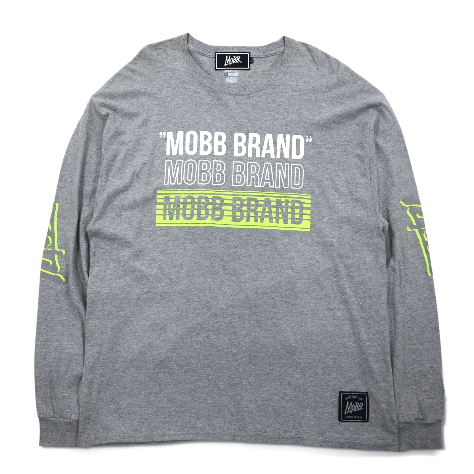 MOBB. × Champion T-shirt a maniche lunghe XL grigio stampa sulle maniche Made in El Salvador