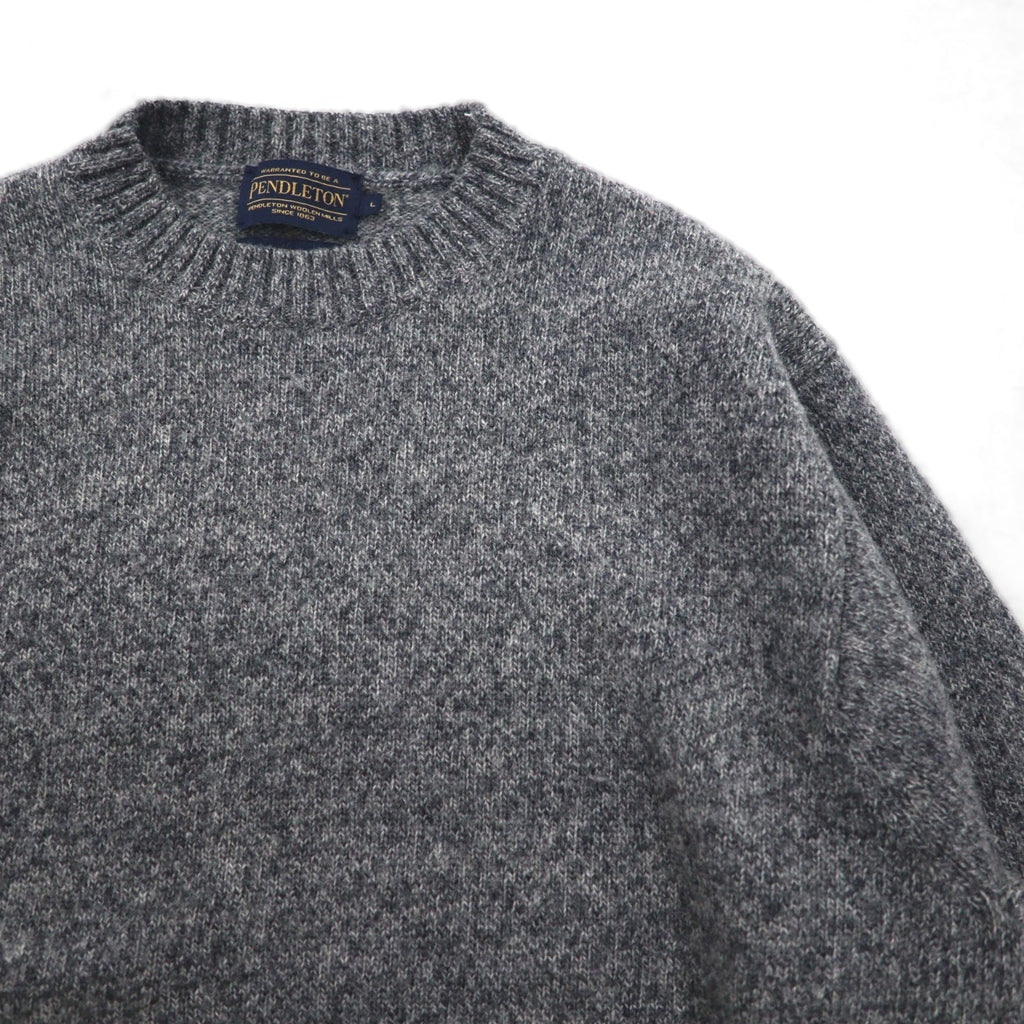 PENDLETON シェットランドウール クルーネック ニット セーター L グレー SHETLAND WASHABLE WOOL AF632-61322