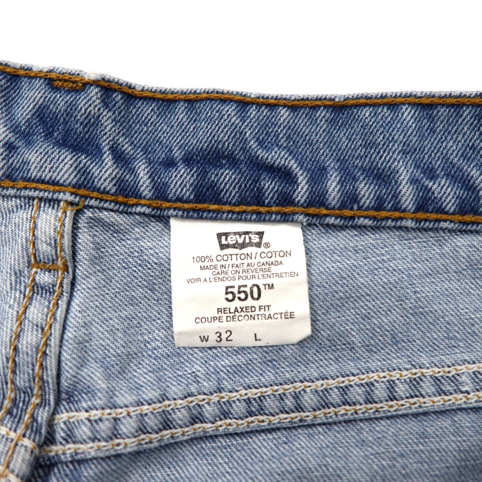 Levi's Made in Canada Anni '90 550 Relaxed Fit Tapered Jeans 32 Blu Cotone Chiusura con zip Bottone con numero 217 59550-4891
