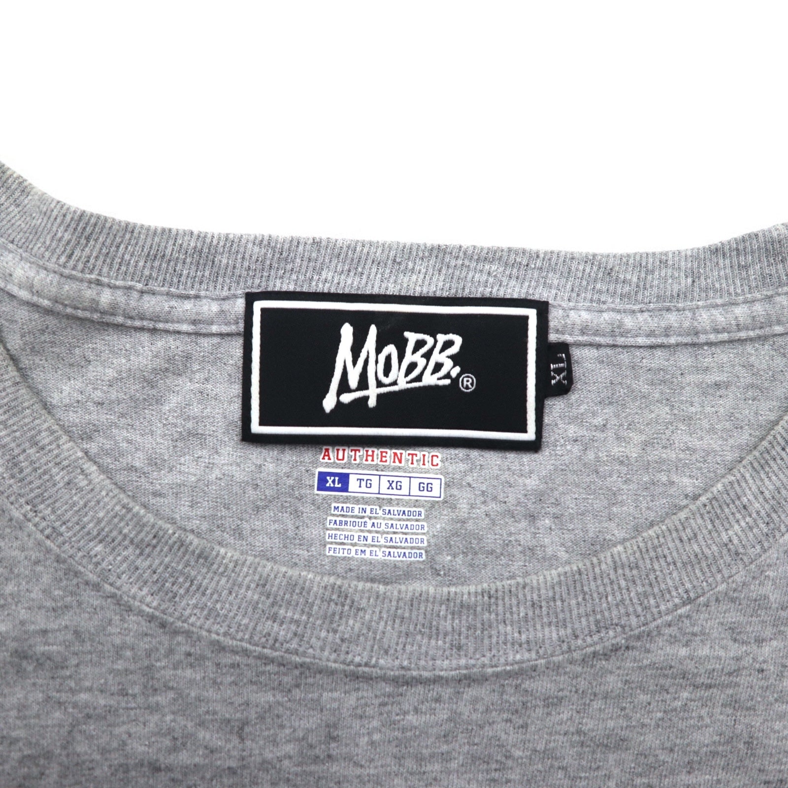 MOBB. × Champion T-shirt a maniche lunghe XL grigio stampa sulle maniche Made in El Salvador