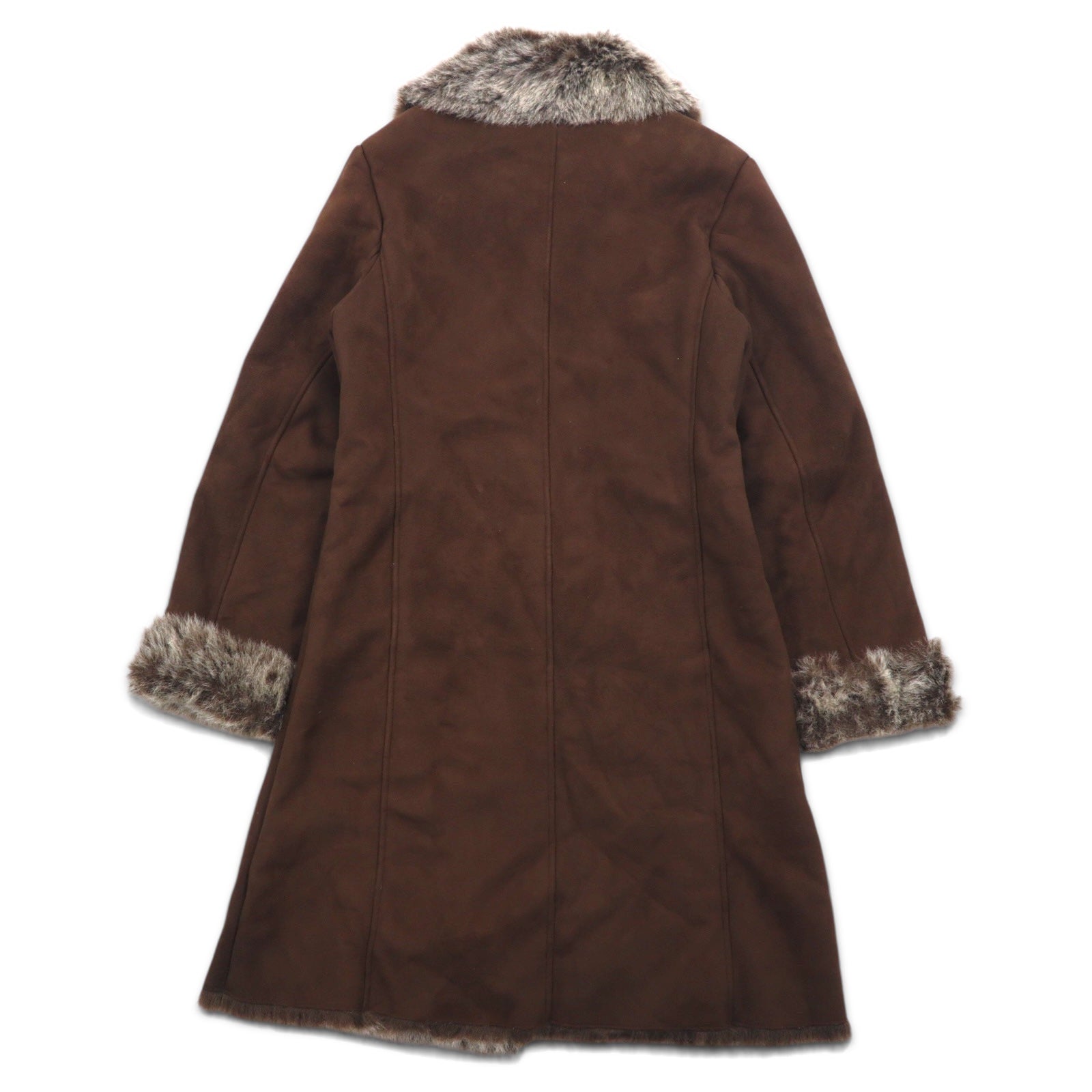 90s Vintage Faux Shearling Coat MARVIN RICHARDS Cappotto montone M Marrone Poliestere Finta Pelliccia Ecologica