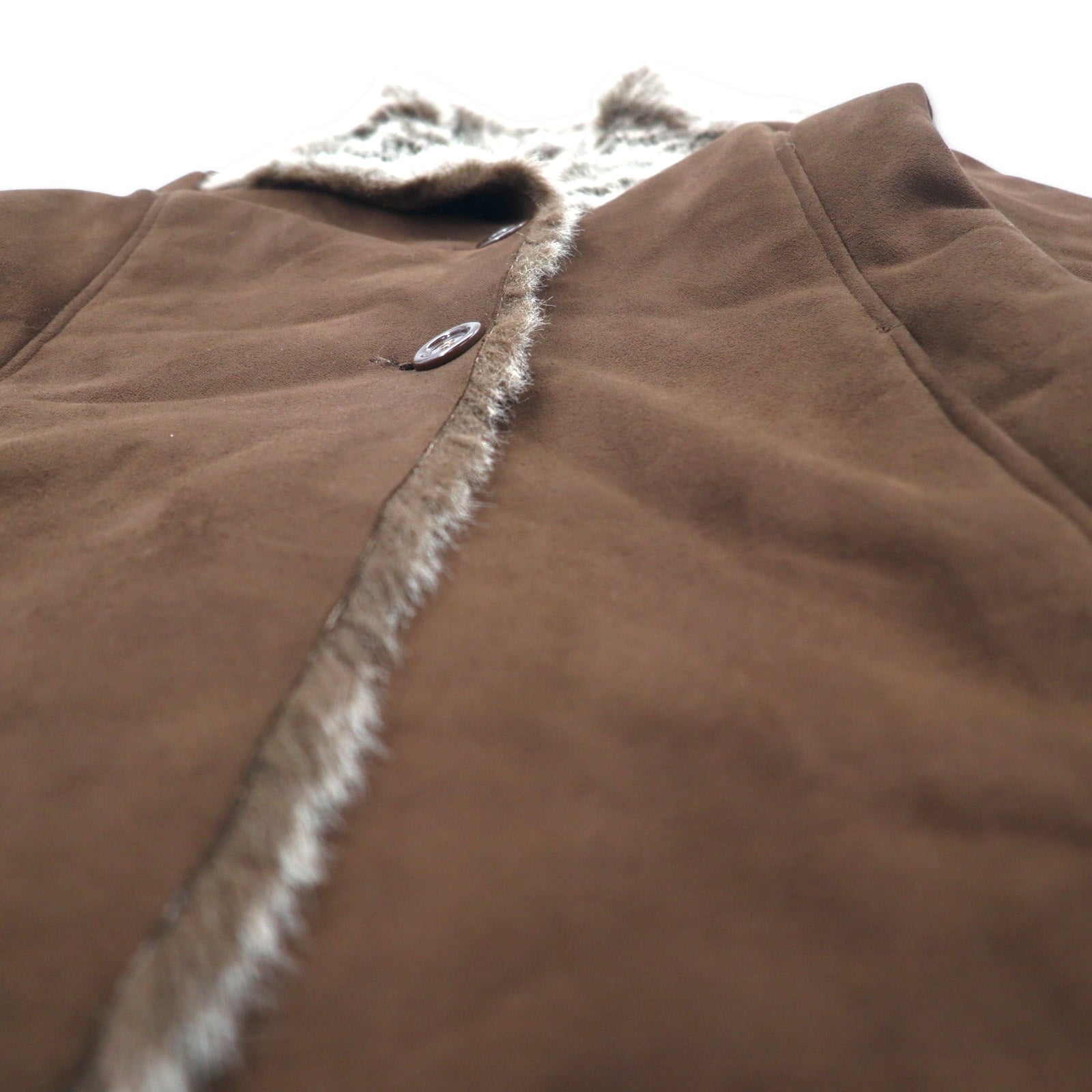 90s Vintage Faux Shearling Coat MARVIN RICHARDS Cappotto montone M Marrone Poliestere Finta Pelliccia Ecologica