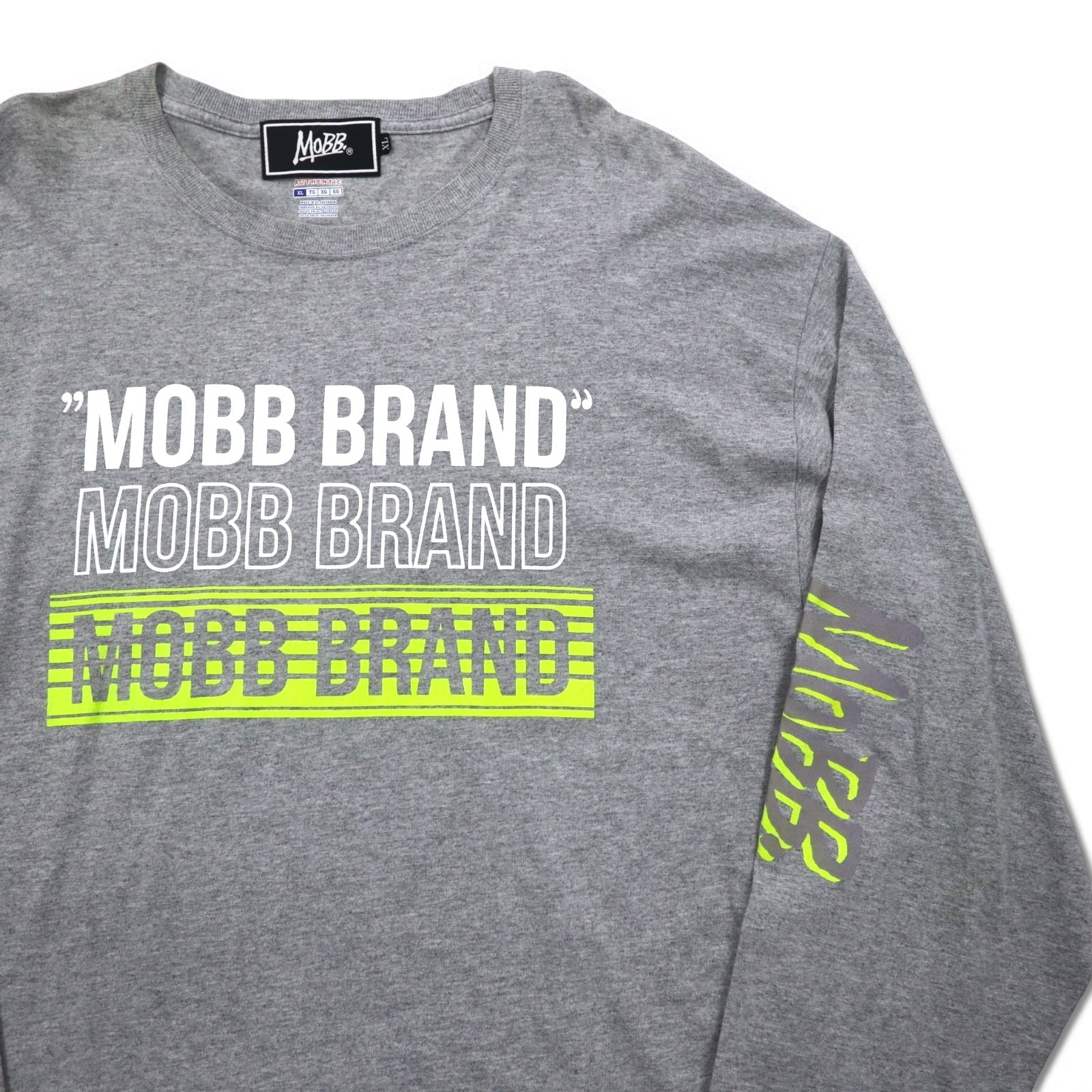MOBB. × Champion T-shirt a maniche lunghe XL grigio stampa sulle maniche Made in El Salvador