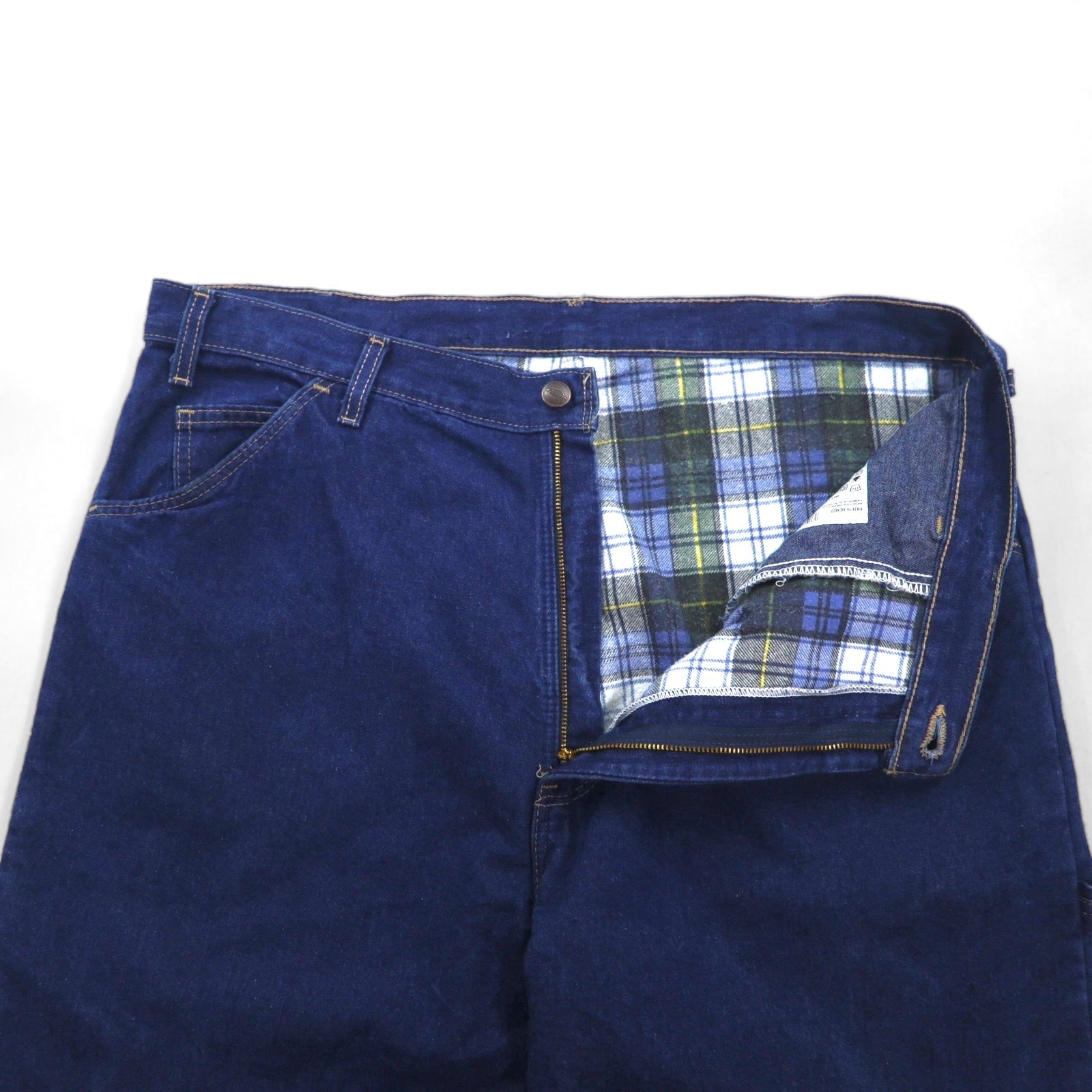 Dickies Pantaloni da Lavoro in Denim XL Indigo Blu Cotone Foderato a Quadri 59294 Made in Messico