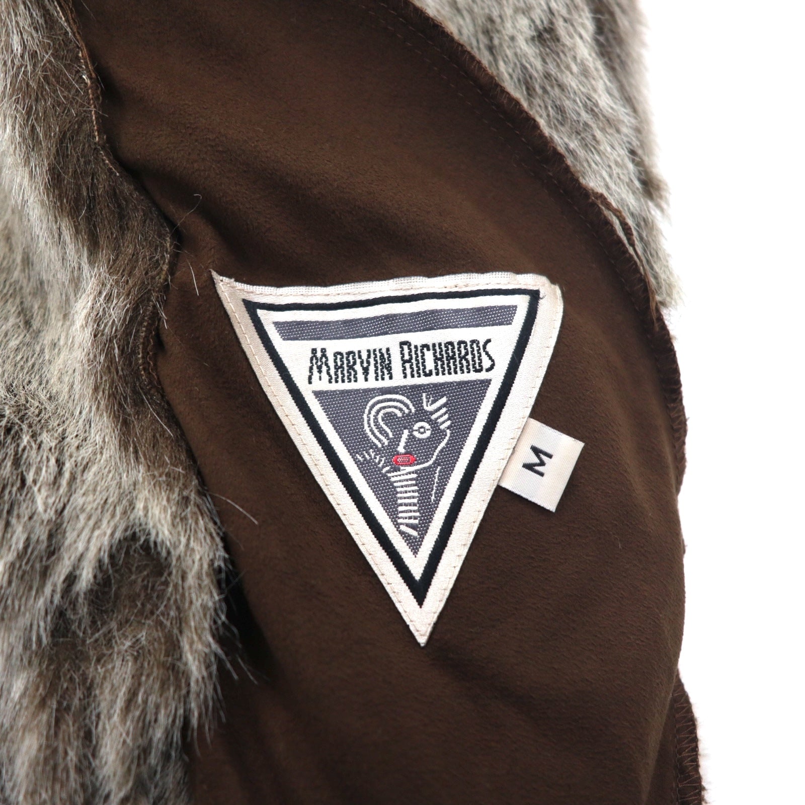 90s Vintage Faux Shearling Coat MARVIN RICHARDS Cappotto montone M Marrone Poliestere Finta Pelliccia Ecologica