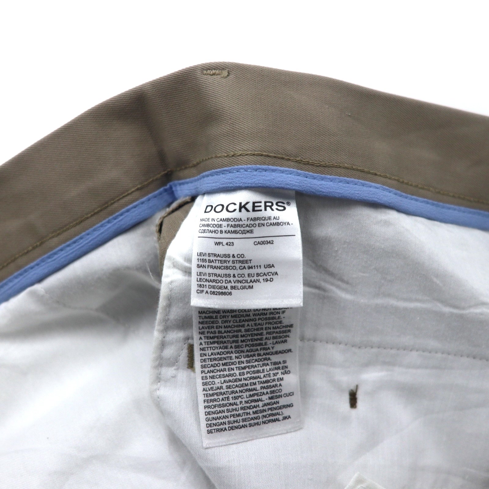DOCKERS (Levi's) Pantaloni chino larghi con 2 pieghe 34 Beige Cotone CLASSIC FIT