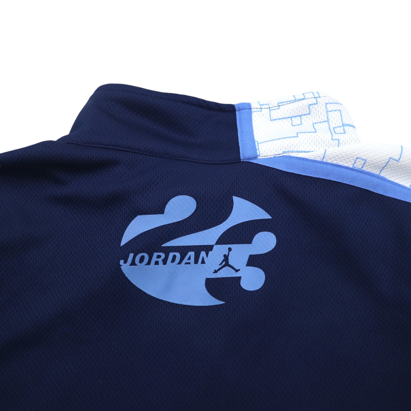 JORDAN BRAND ( NIKE ) ジャンプマン ハーフジップ ゲームシャツ L ネイビー ロゴプリント ビッグサイズ