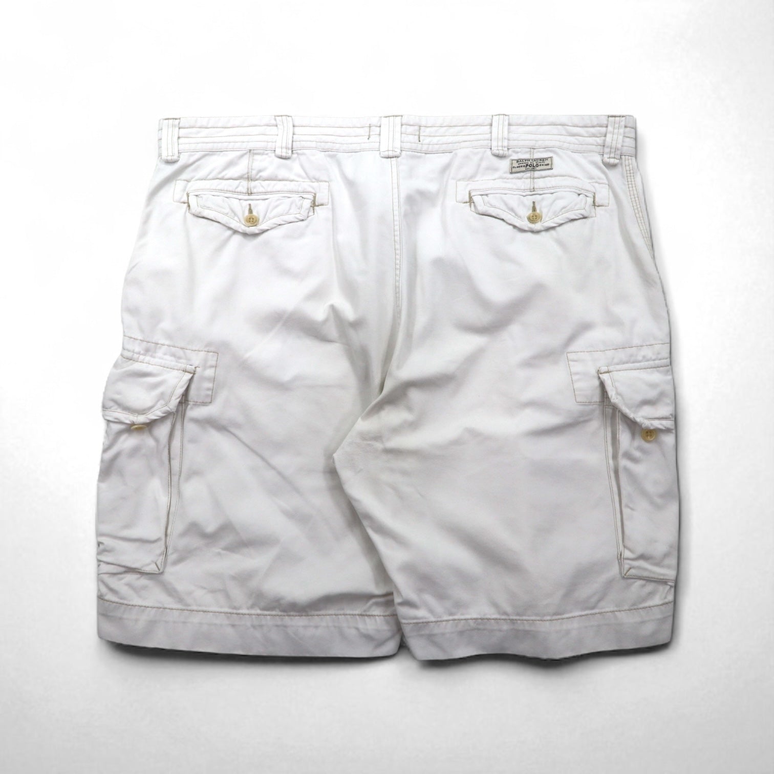 Polo by Ralph Lauren anni '90 shorts cargo a gamba larga Polo Chino taglia 3XL bianco al ginocchio