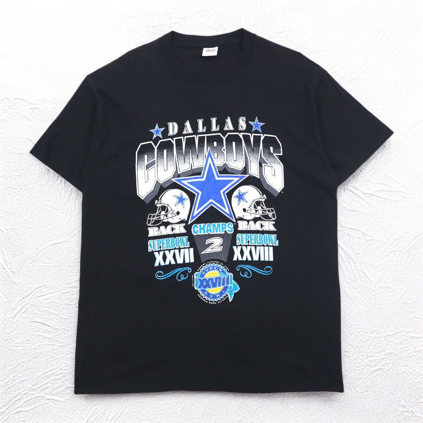 Vintage anni '90, T-shirt Made in USA, marca Anvil, anni '90, Made in USA, con stampa NFL, taglia XL, colore nero, DALLAS COWBOYS