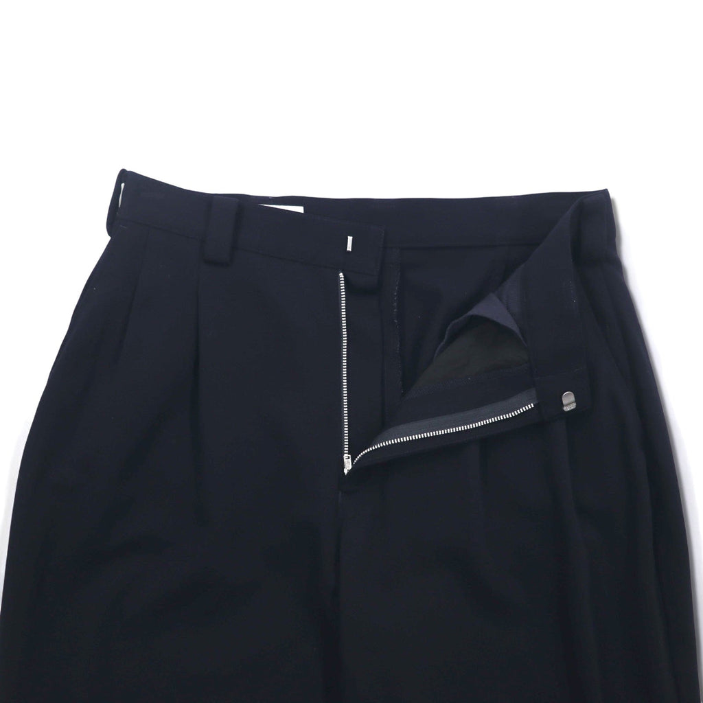VAINL ARCHIVE Pantaloni a gamba larga con pinces, taglia S, blu navy, in lana, modello 2216022, Made in Japan