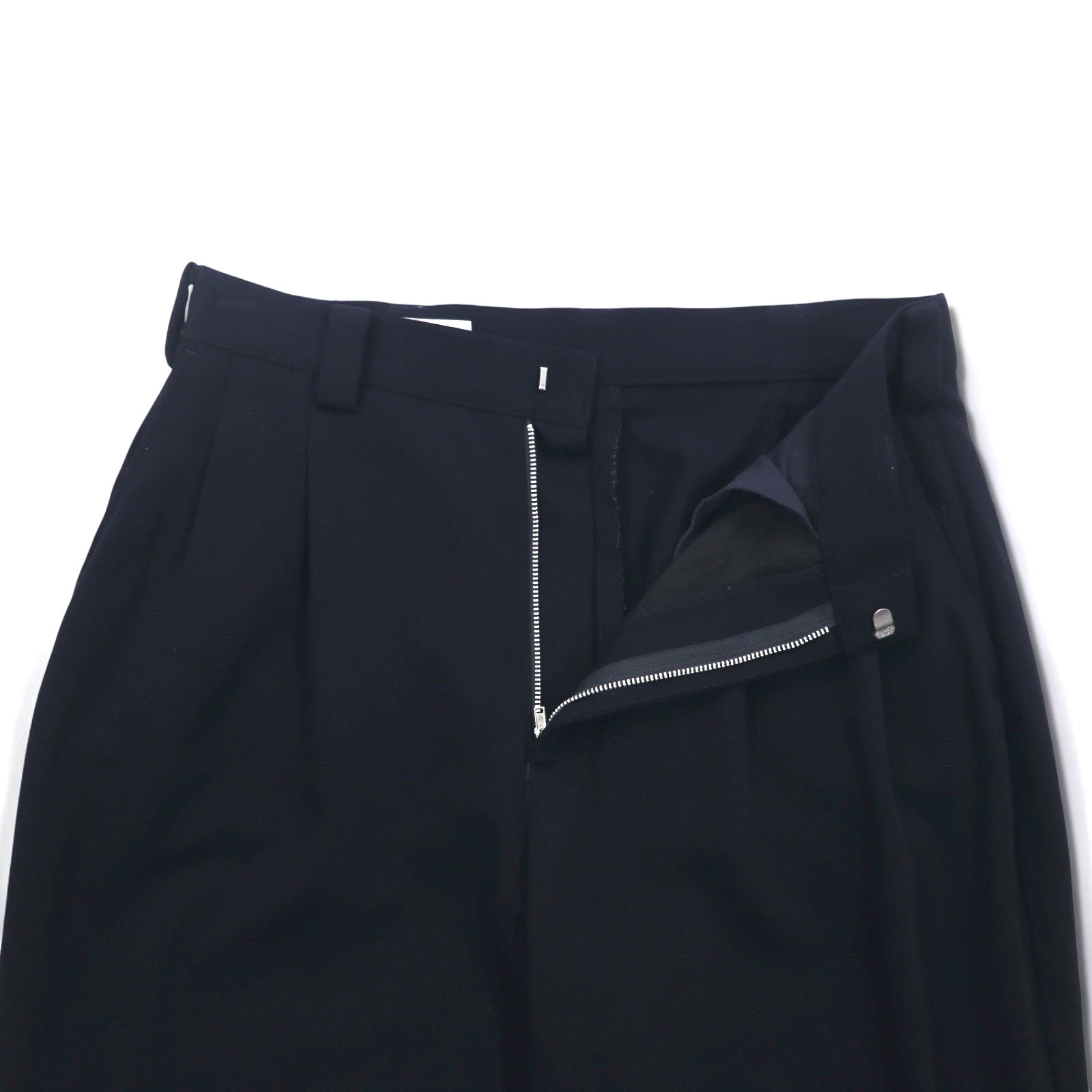 VAINL ARCHIVE Pantaloni a gamba larga con pinces, taglia S, blu navy, in lana, modello 2216022, Made in Japan
