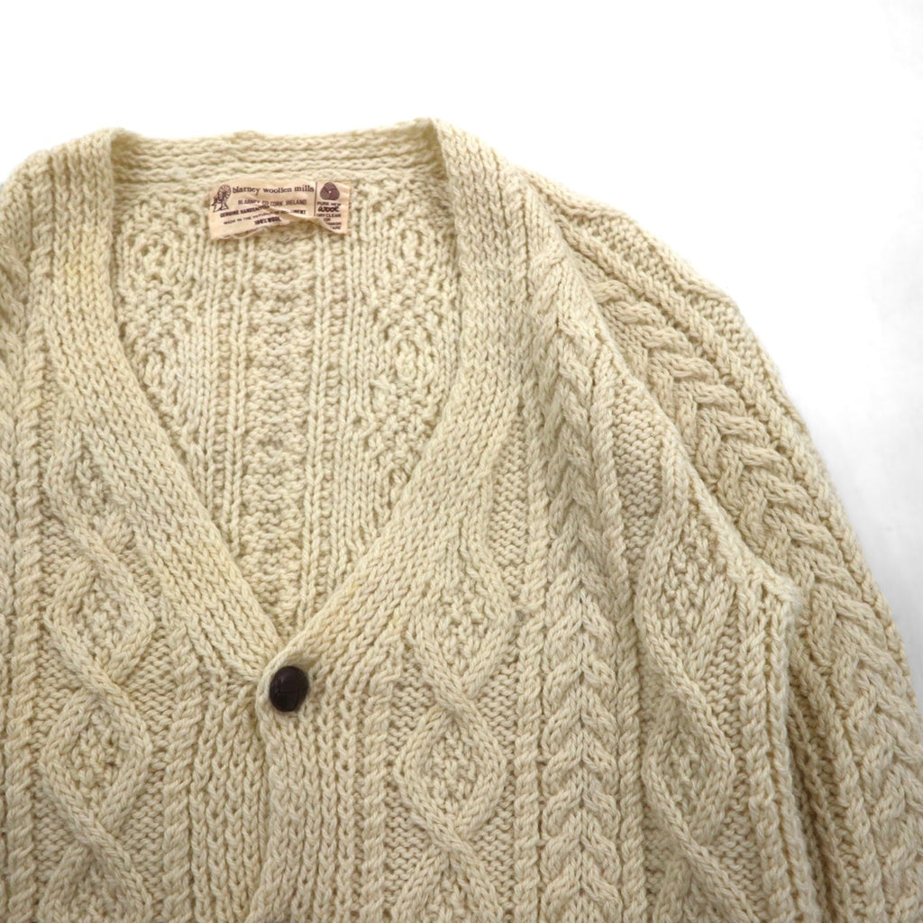 80s Ireland Vintage Fisherman Knit フィッシャーマン アラン ニット カーディガン M  ローゲージ くるみボタン Blarney Woollen Mills アイルランド製