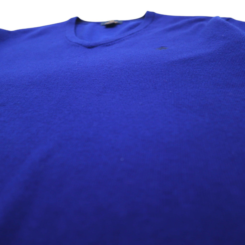 346 BROOKS BROTHERS Maglione in lana merino scollo a V XL Blu Lana Logo ricamato EXTRA FINE MERINO WOOL