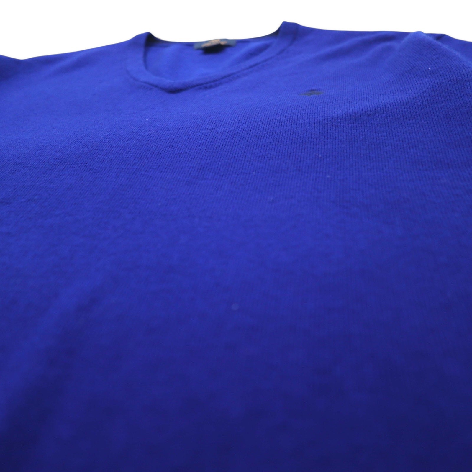 346 BROOKS BROTHERS Maglione in lana merino scollo a V XL Blu Lana Logo ricamato EXTRA FINE MERINO WOOL