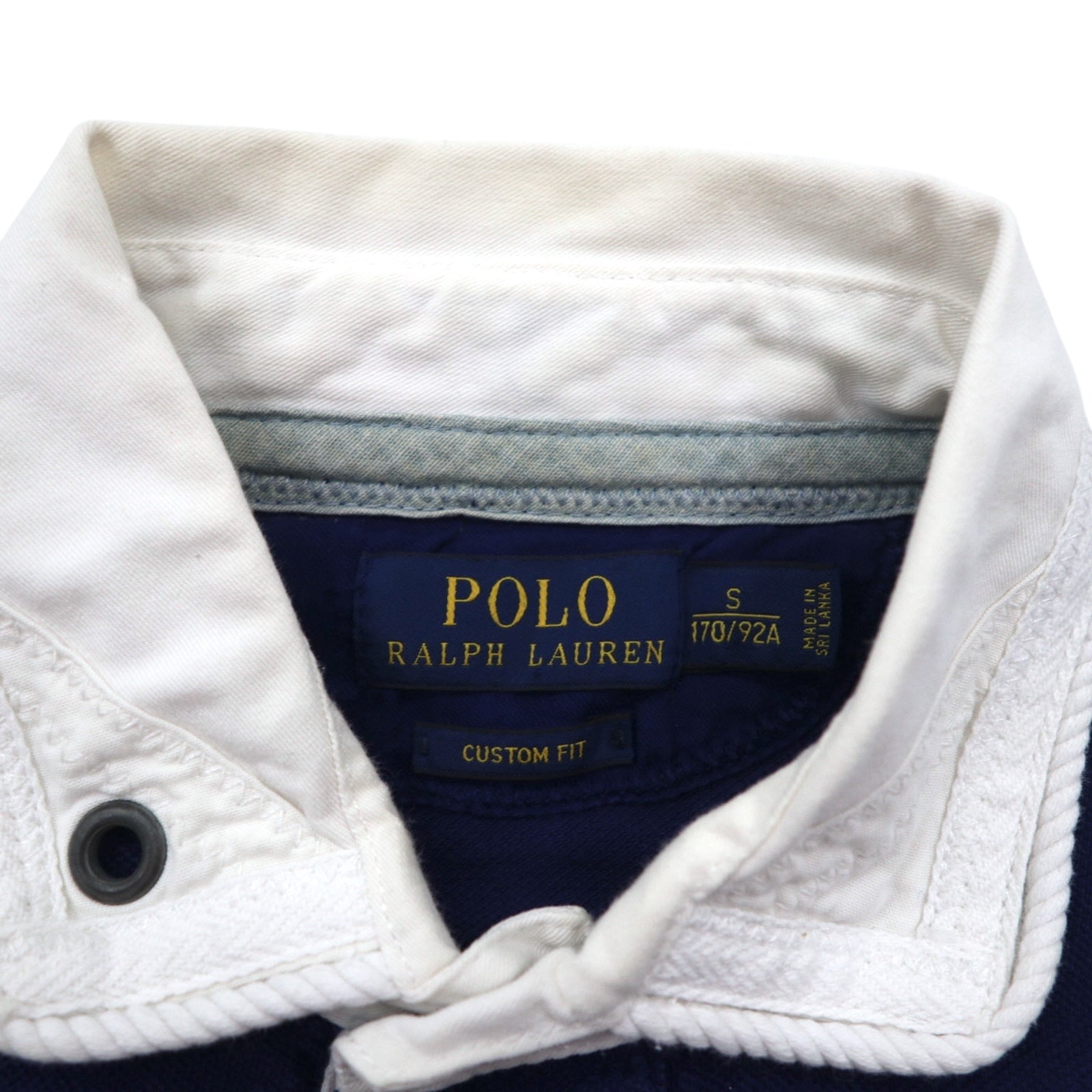 POLO RALPH LAUREN Polo a righe S blu navy a coste con logo ricamato RLYC