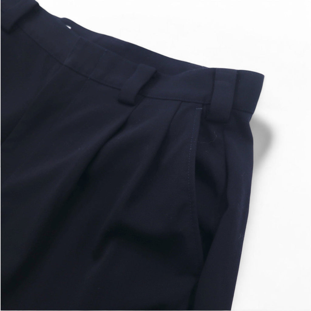 VAINL ARCHIVE Pantaloni a gamba larga con pinces, taglia S, blu navy, in lana, modello 2216022, Made in Japan