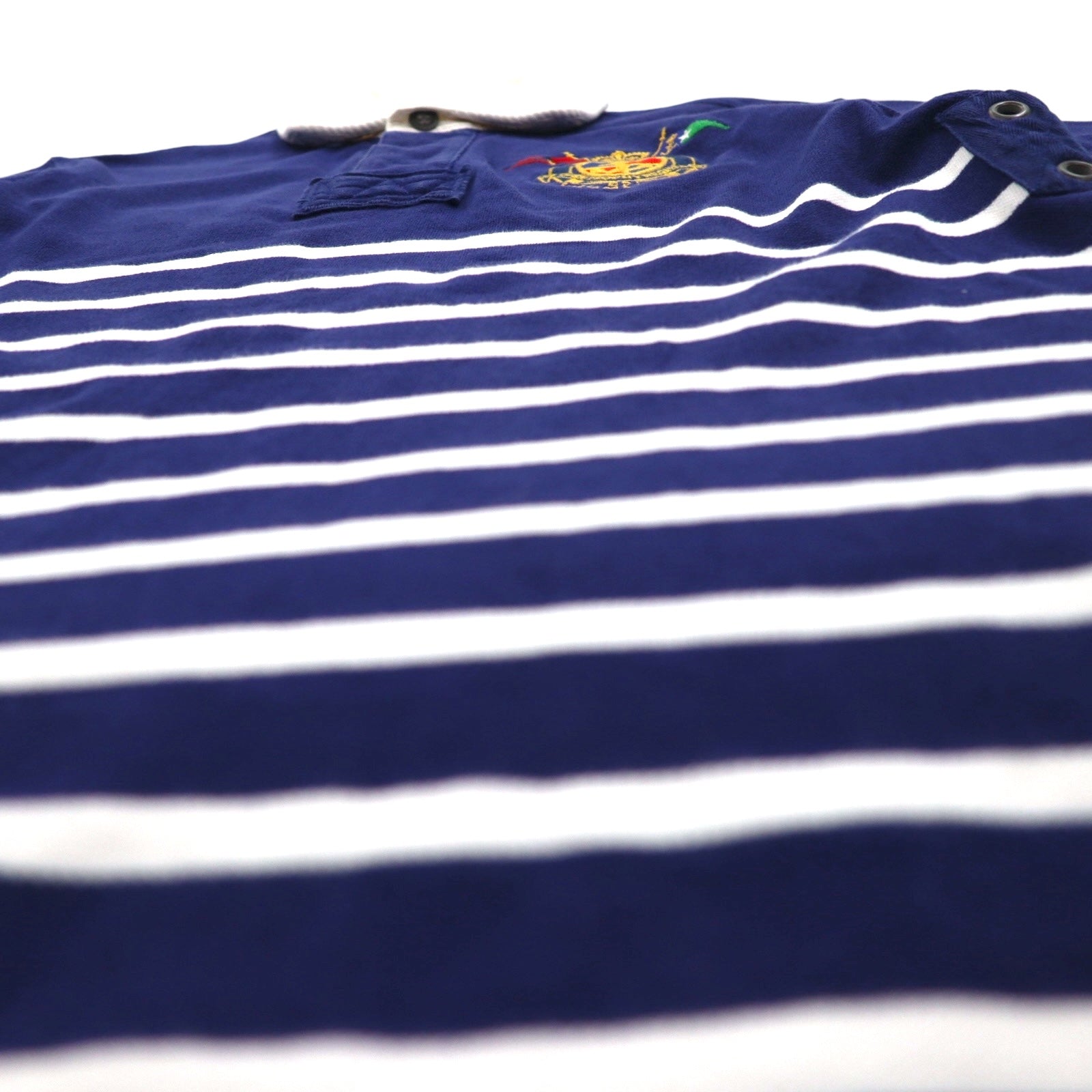 POLO RALPH LAUREN Polo a righe S blu navy a coste con logo ricamato RLYC