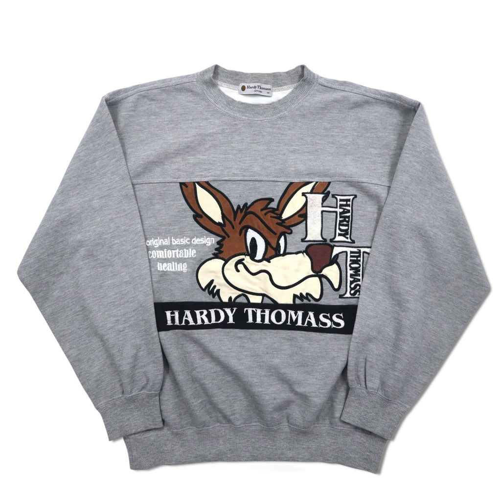 90年代 Hardy Thomass キャラクター刺繍 スウェット M グレー コットン