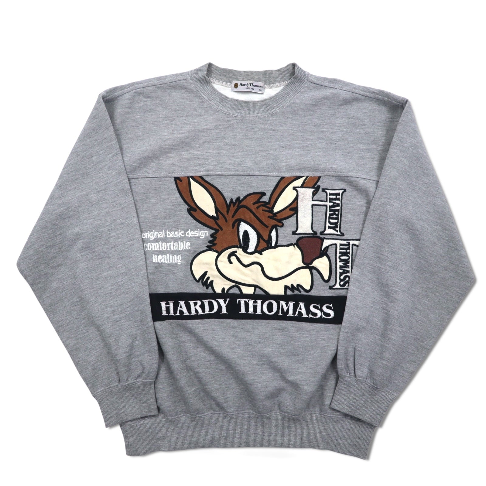 90年代 Hardy Thomass キャラクター刺繍 スウェット M グレー コットン