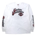HARLEY DAVIDSON T-shirt a maniche lunghe con stampa logo, manica lunga, XXL, bianco, cotone, stampa fronte/retro, logo sulle maniche, DFW Metroplex Bedford, taglia grande, Made in Mexico