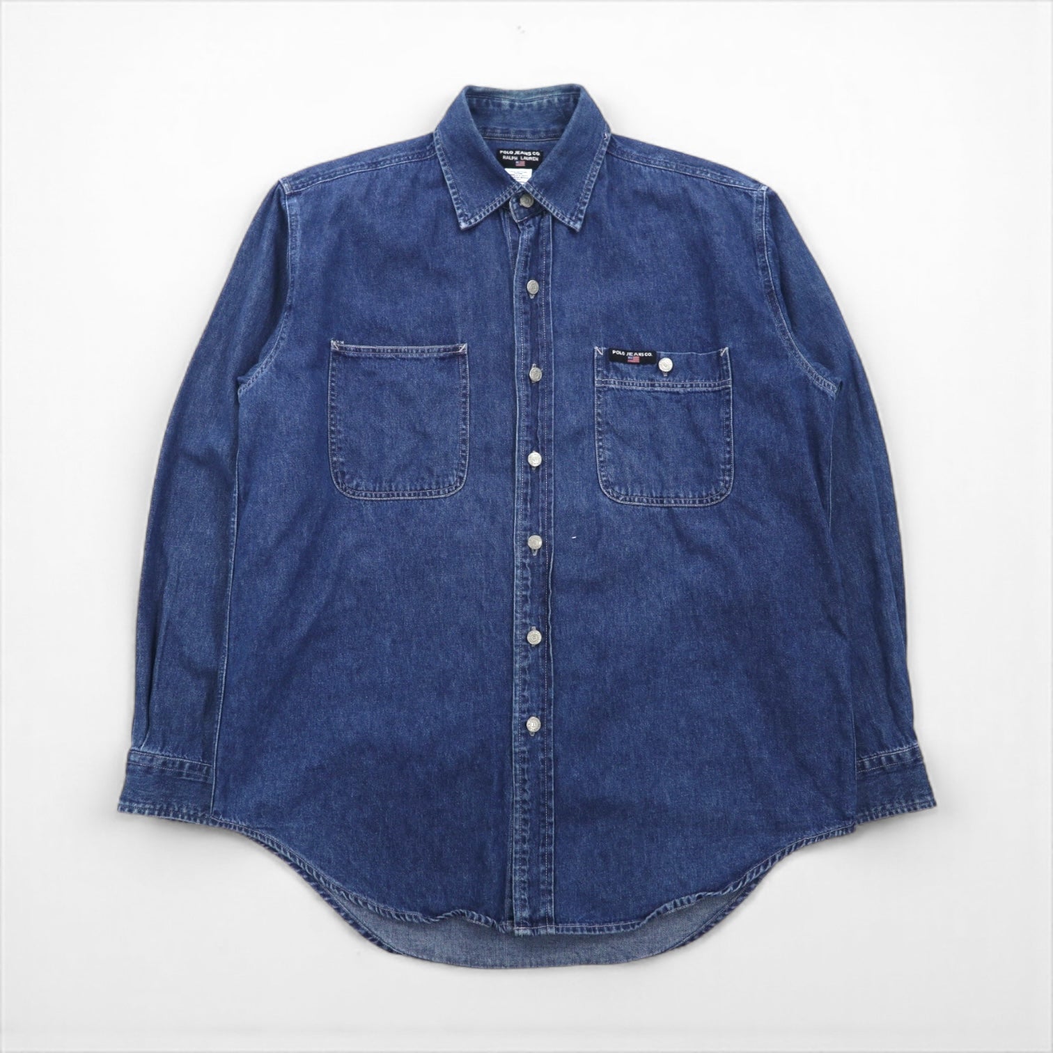 Polo Jeans Co Ralph Lauren 90年代 デニム ワーク シャツ M インディゴ WOKER SHIRT ダブルポケット LM237