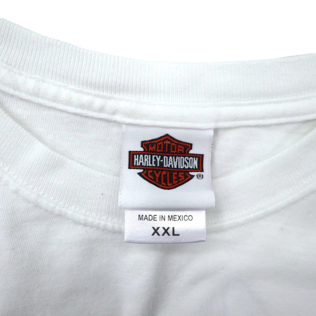 HARLEY DAVIDSON T-shirt a maniche lunghe con stampa logo, manica lunga, XXL, bianco, cotone, stampa fronte/retro, logo sulle maniche, DFW Metroplex Bedford, taglia grande, Made in Mexico