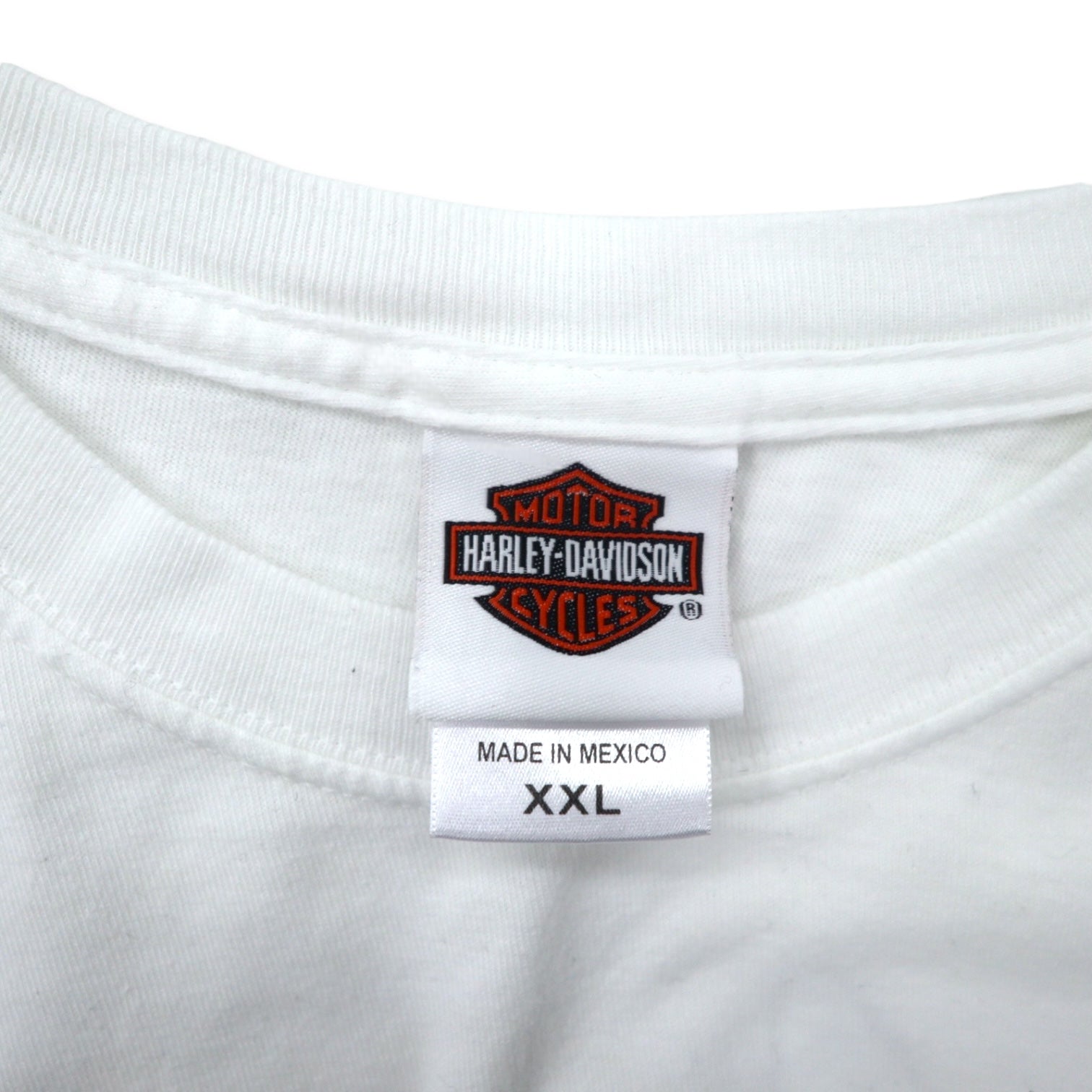 HARLEY DAVIDSON T-shirt a maniche lunghe con stampa logo, manica lunga, XXL, bianco, cotone, stampa fronte/retro, logo sulle maniche, DFW Metroplex Bedford, taglia grande, Made in Mexico