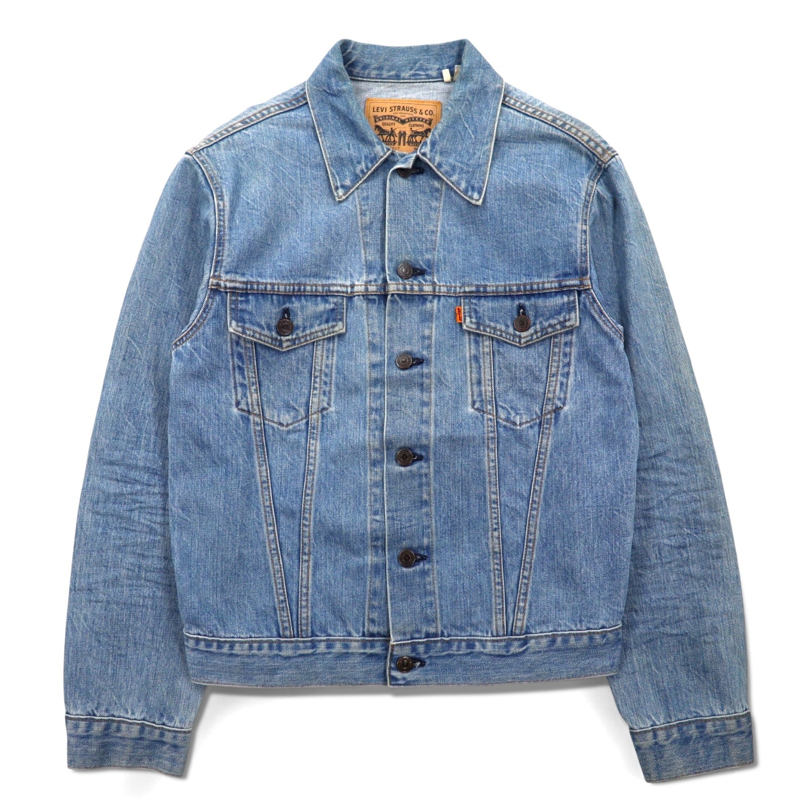 LEVI'S VINTAGE CLOTHING (LVC) Prodotto negli Stati Uniti, riedizione anni '70, giacca di jeans tipo 3rd, taglia M, blu, linguetta arancione 72351-0003