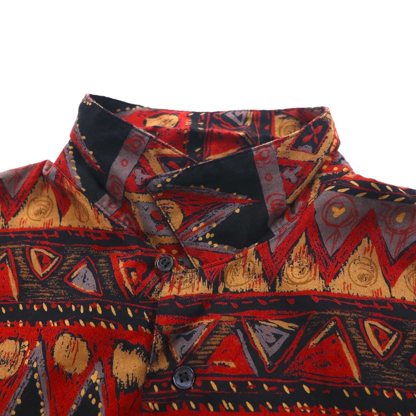 Camicia Flying Hawk anni '90 a maniche corte, vestibilità ampia, colletto aperto, taglia L, fantasia multicolore all-over, made in Japan.