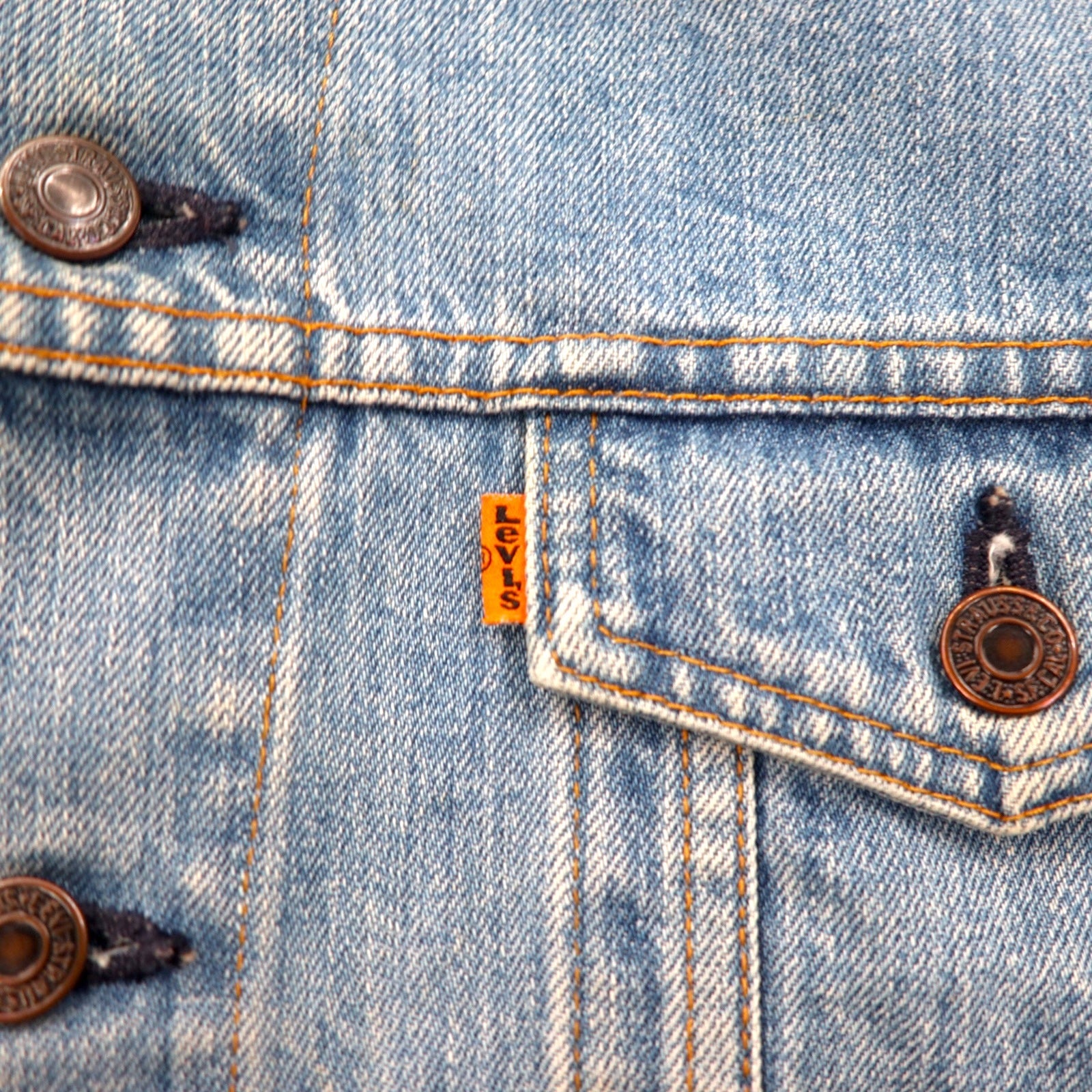 LEVI'S VINTAGE CLOTHING (LVC) Prodotto negli Stati Uniti, riedizione anni '70, giacca di jeans tipo 3rd, taglia M, blu, linguetta arancione 72351-0003