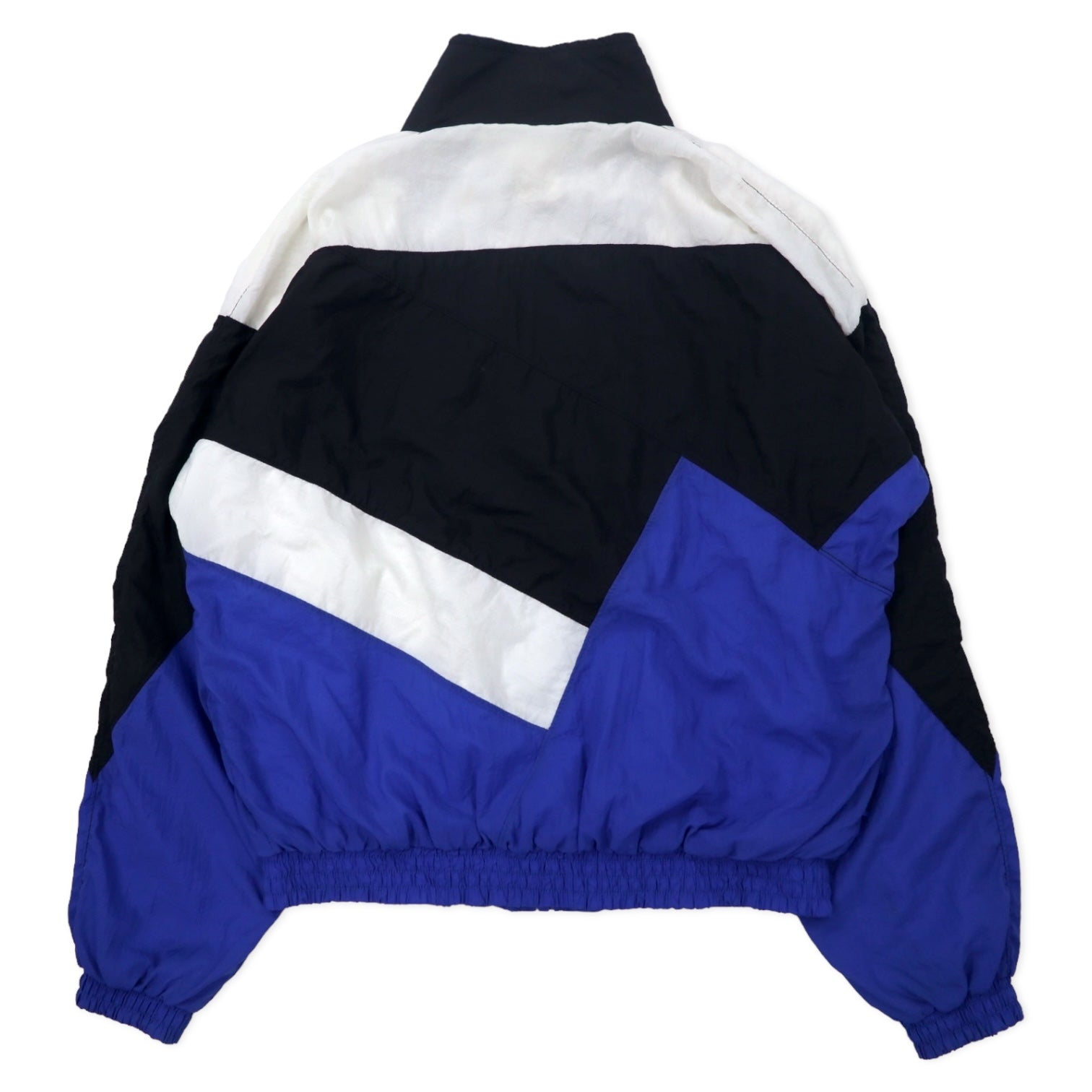 PUMA Giacca in nylon anni '90, taglia S, blu, fantasia color block, ricamo logo piccolo