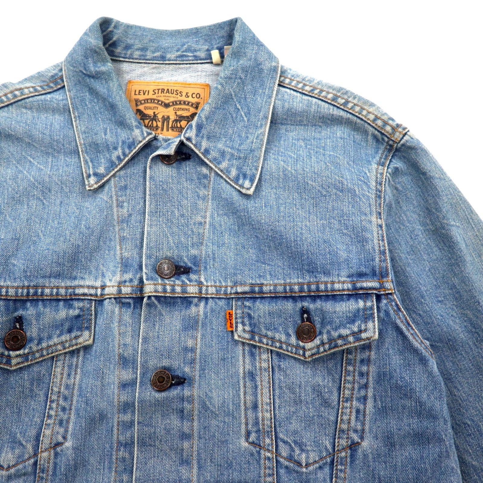 LEVI'S VINTAGE CLOTHING (LVC) Prodotto negli Stati Uniti, riedizione anni '70, giacca di jeans tipo 3rd, taglia M, blu, linguetta arancione 72351-0003