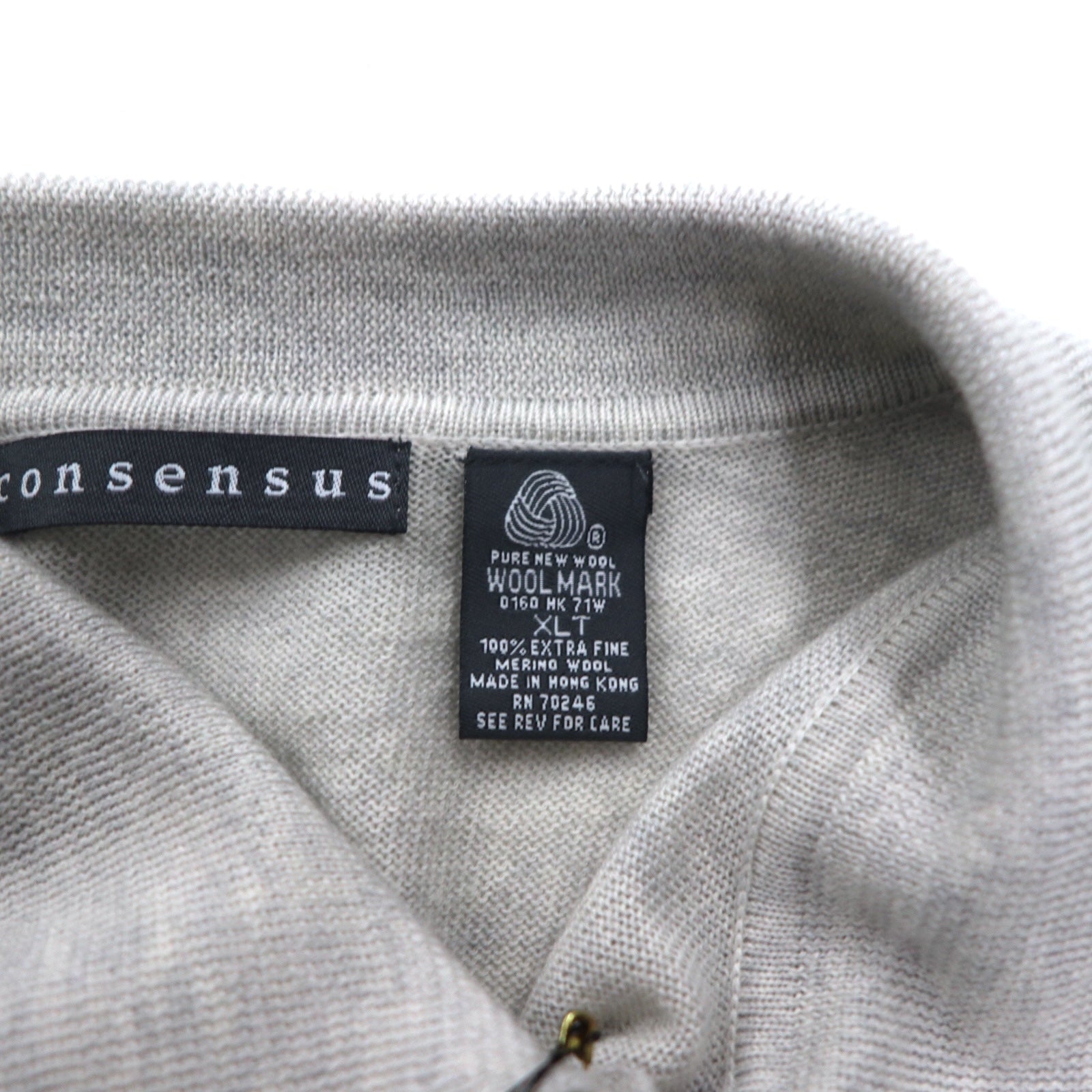 consensus maglione polo in lana merino XL grigio, lana, mai usato
