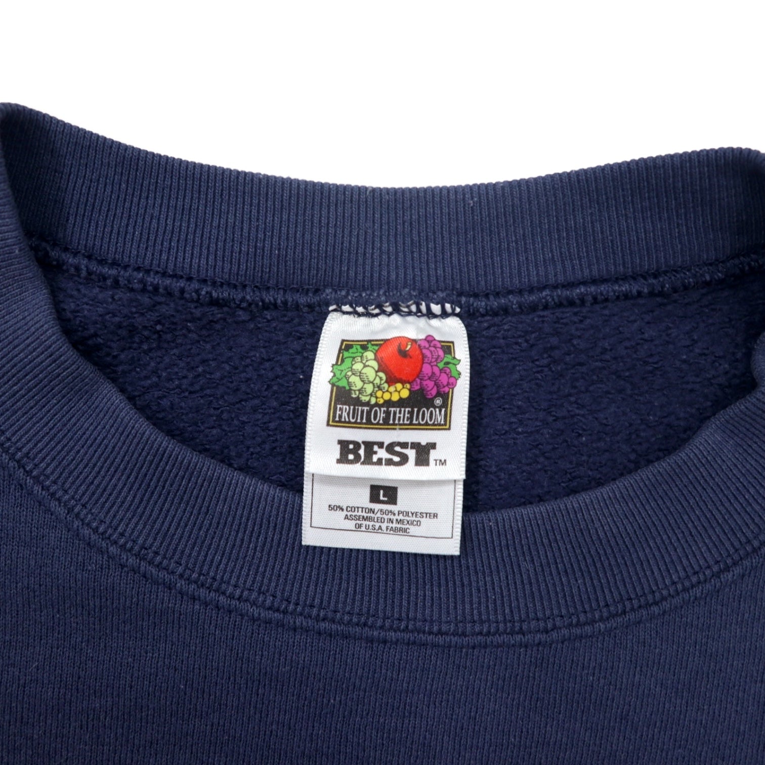 Felpa con stampa US NAVY, taglia L, blu navy, cotone, militare, FRUIT OF THE LOOM