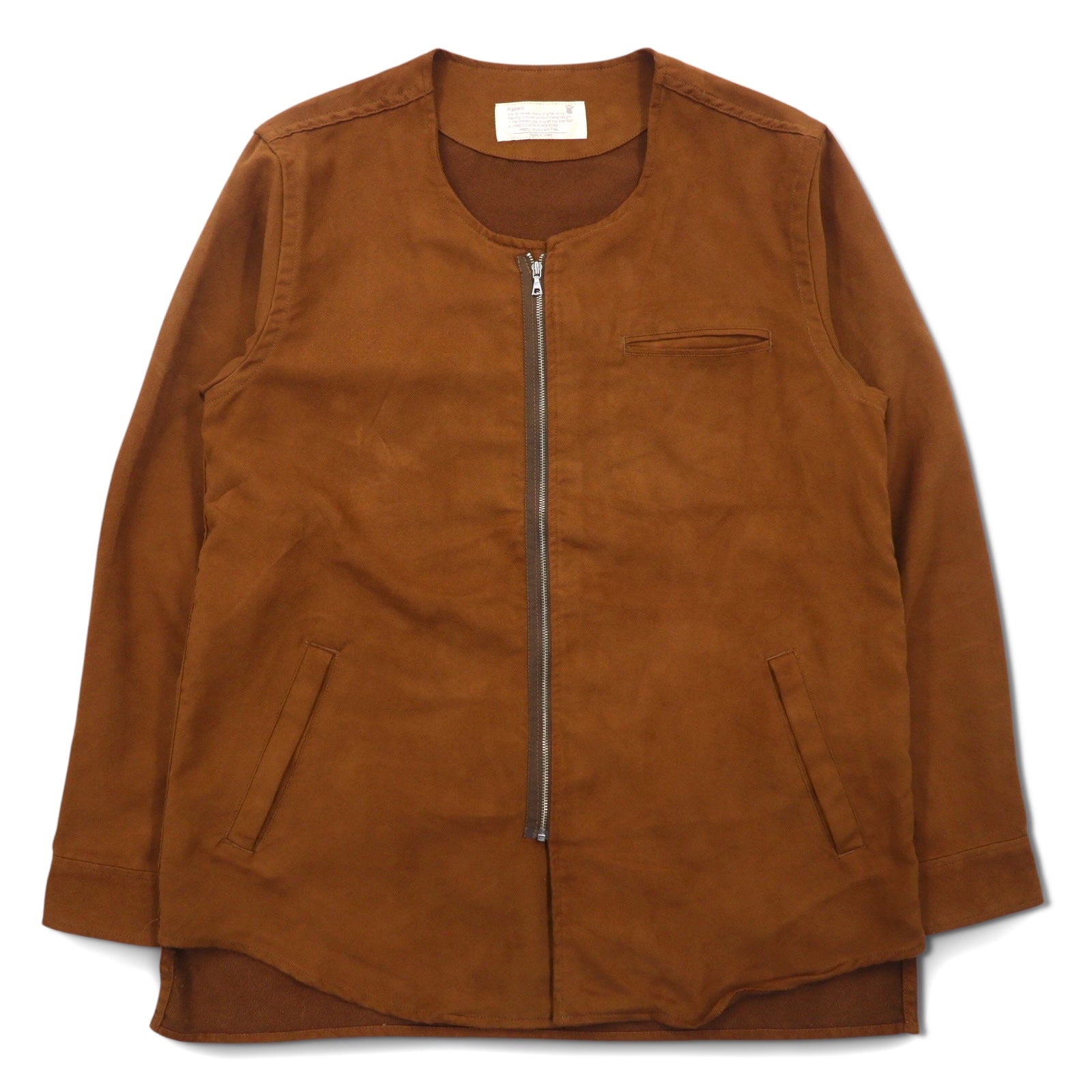 Kelen Giacca a collo coreana in finta pelle scamosciata L marrone FAKE SUEDE NO COLLAR ZIP UP SHIRT TAUPO KL16WSH74 Fabbricato in Giappone