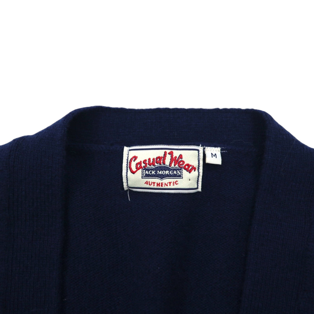 Anni '90 JACK MORGAN CASUAL WEAR Cardigan in maglia di lana d'agnello M Blu Marino Lana
