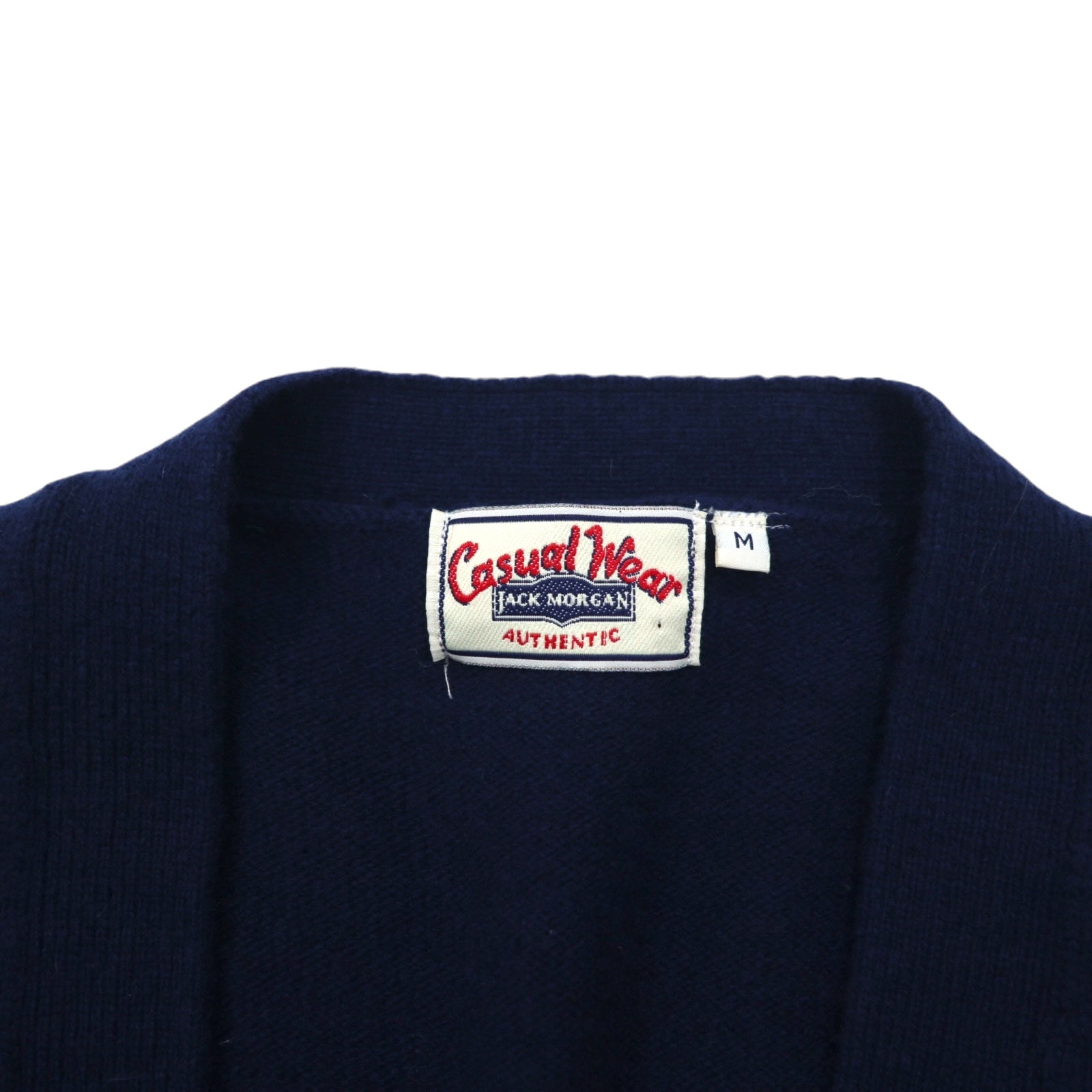 Anni '90 JACK MORGAN CASUAL WEAR Cardigan in maglia di lana d'agnello M Blu Marino Lana